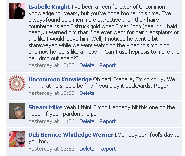 Facebook hair loss video comments