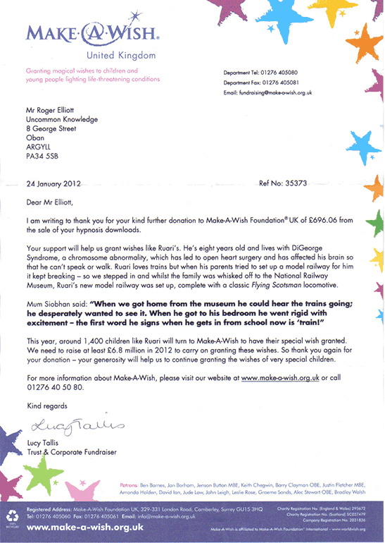 Make-a-Wish Thank You Letter 6