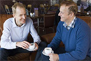 Roger Elliott and Mark Tyrrell enjoying a coffee at Oban's famous chocolate factory Roger Elliott and Mark Tyrrell enjoying a coffee at Oban's famous chocolate factory